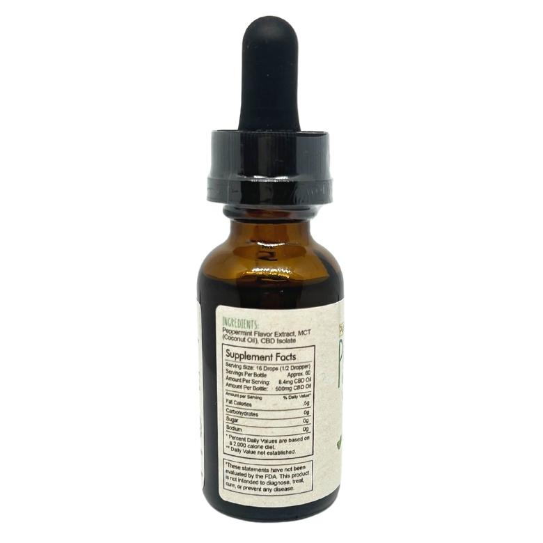 Paradise Valley Products Platinum Plus 500mg CBD Oil Peppermint Drops Ingredients.  99.9% Pure Isolate CBD Oil with only 3 ingredients.  USA Sourced hemp.  The best CBD you can buy online.  