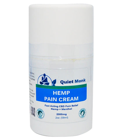 Paradise Valley Products Quiet Monk 2000mg CBD Broad Spectrum Pain Cream.  Fast acting, STRONG CBD Pain Cream in easy to use pump.  Fast acting relief for arthritis pain, sciatica pain, back pain, leg pain, neck pain, shoulder pain.  Buy fast acting CBD pain cream online.  Paradise Valley Products CBD Pain Cream the best CBD pain Cream online.  Free Shipping on CBD.